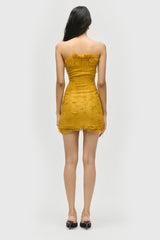 Frayed Pleated Mini Dress