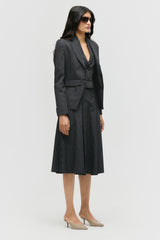Pinstripe Three Piece Skirt Suit