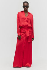 Blazer-Sleeve Linen Skirt