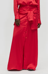 Blazer-Sleeve Linen Skirt