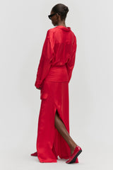 Blazer-Sleeve Linen Skirt