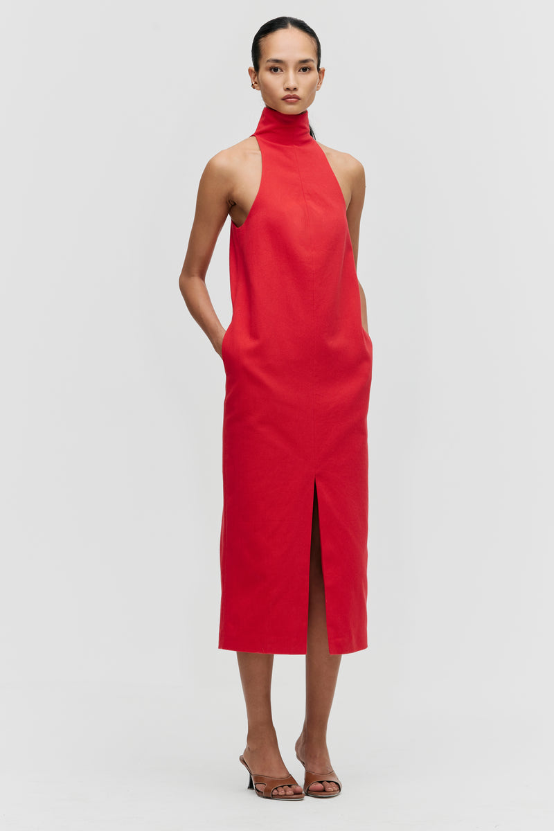 Poppy Belted Halter Dress Qua Poppy Belted Halter Dress Qua