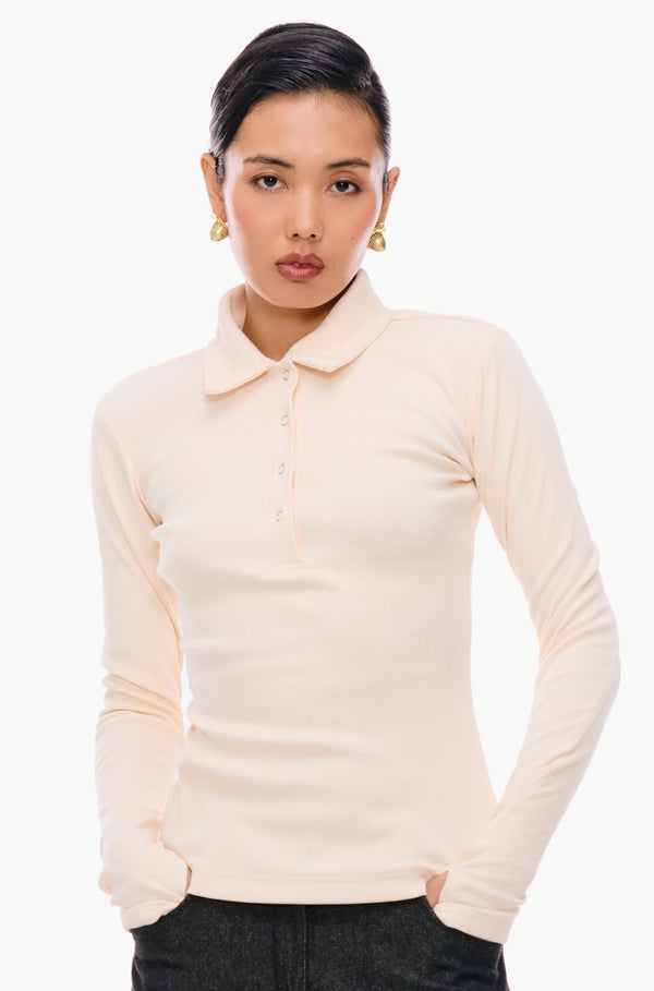 Rib-Knit Polo Shirt