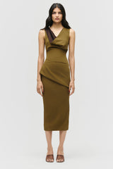 Draped Neck Contour Dress