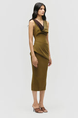 Draped Neck Contour Dress