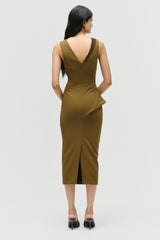 Draped Neck Contour Dress