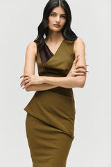 Draped Neck Contour Dress