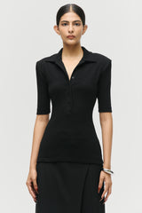 Sculpted Rib Polo Top