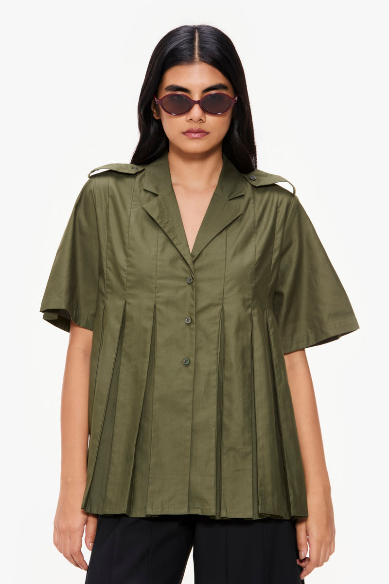 Pleated Utility Shirt