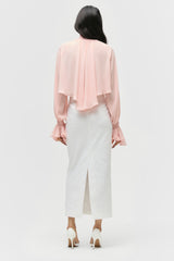 Smocked Chiffon Cropped Blouse