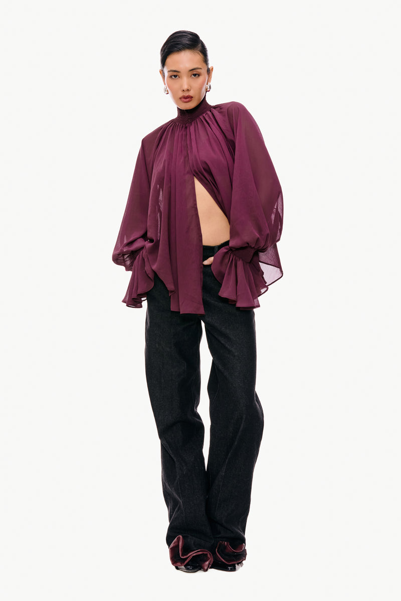 Smocked Chiffon Blouse