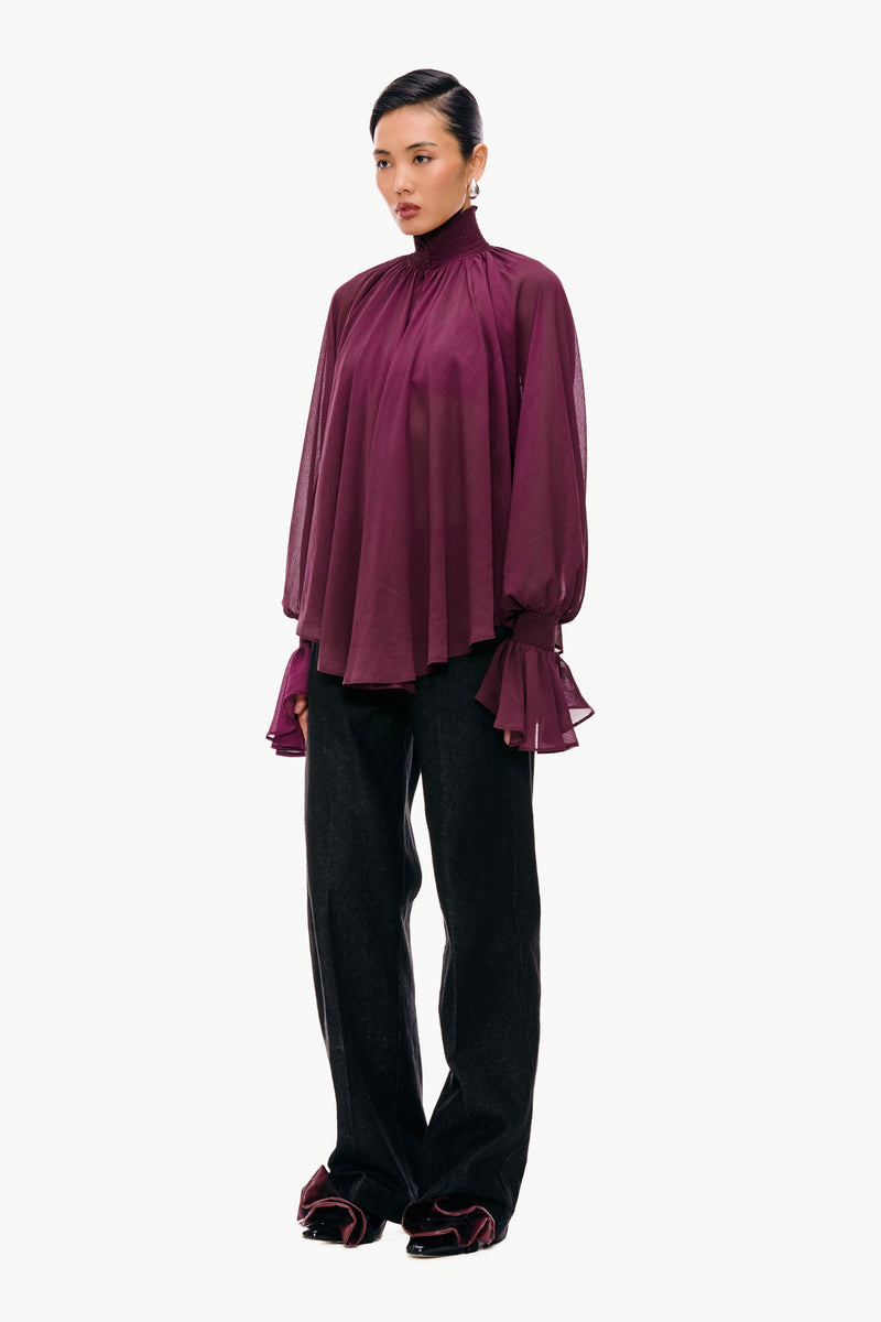 Smocked Chiffon Blouse