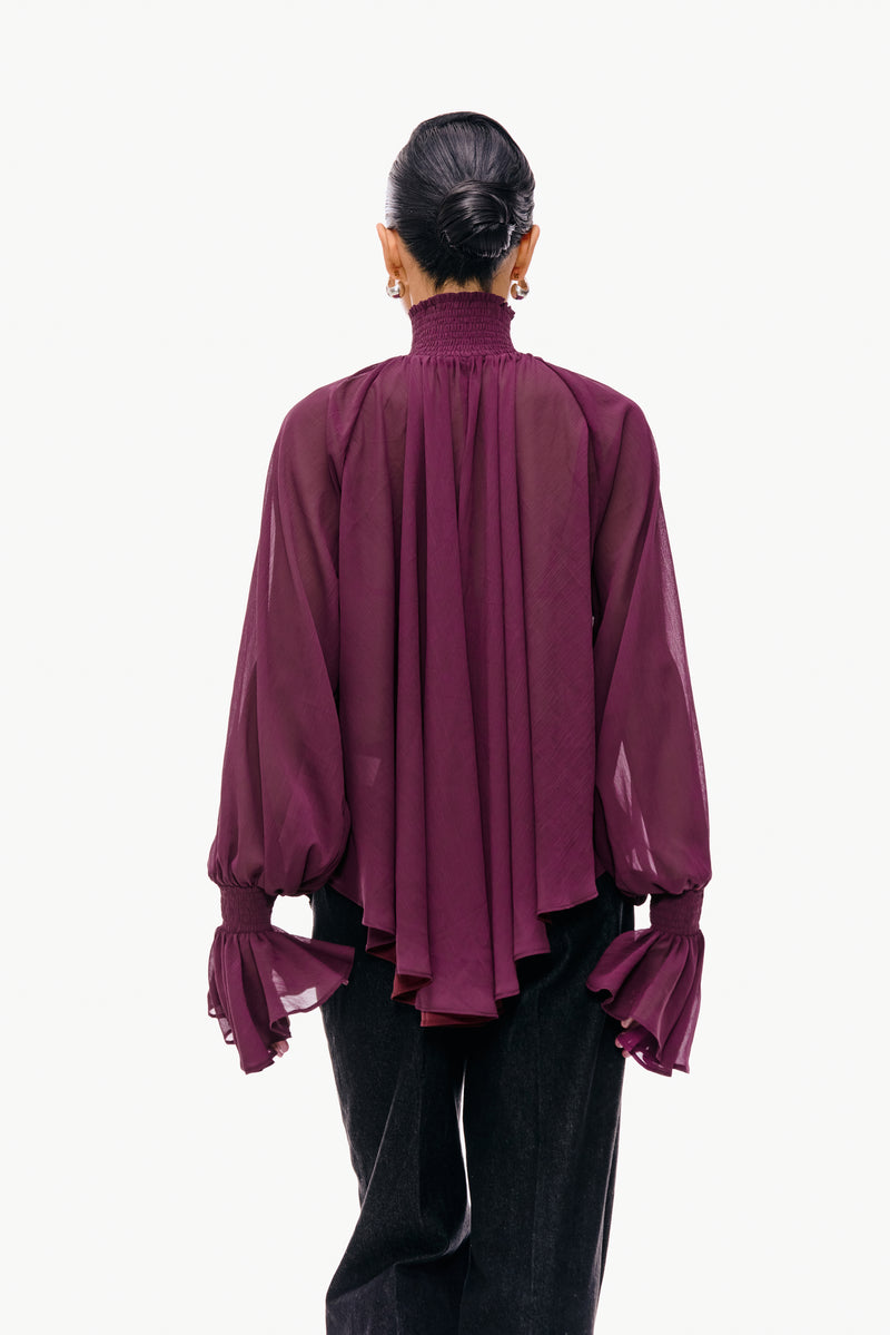 Smocked Chiffon Blouse