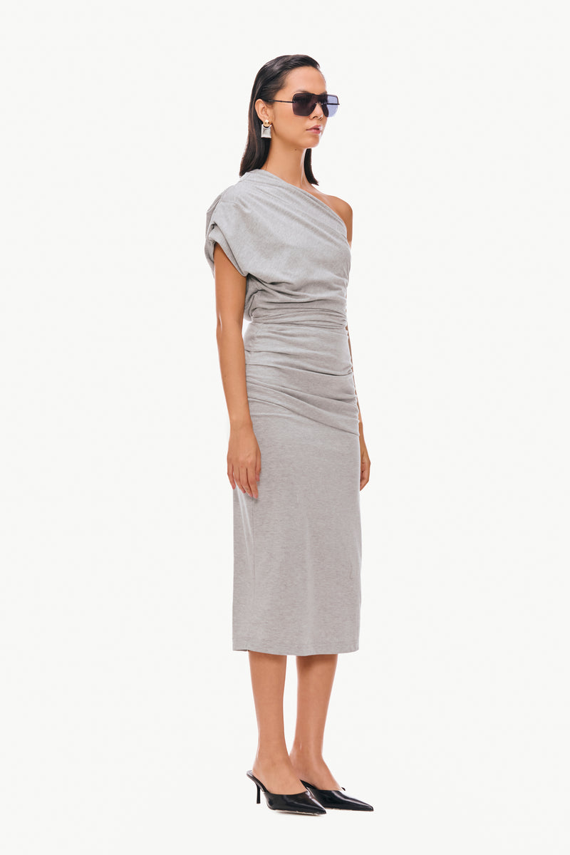 Draped Jersey Midi Skirt