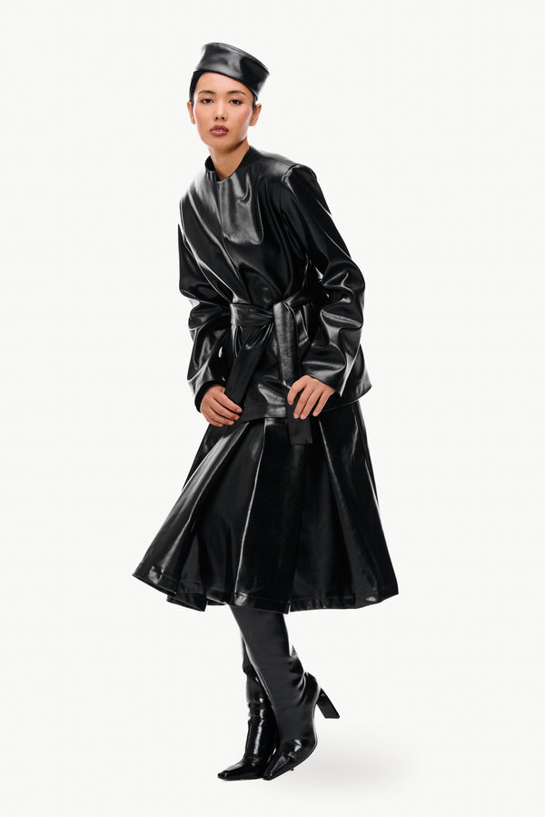 Pleated Leather Skirt