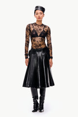 Pleated Leather Skirt