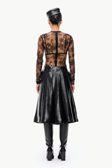 Pleated Leather Skirt