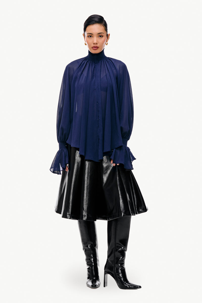 Smocked Chiffon Blouse