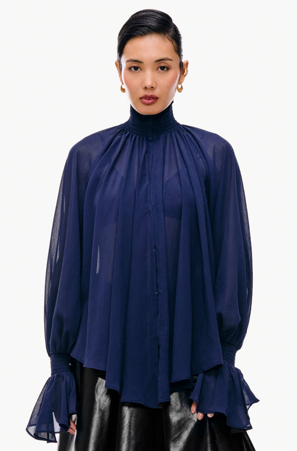 Smocked Chiffon Blouse