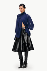 Pleated Leather Skirt
