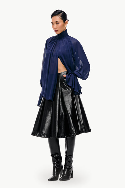 Pleated Leather Skirt