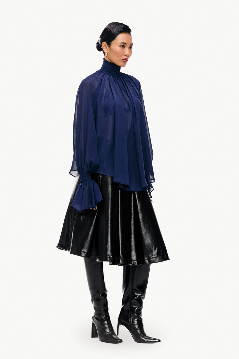 Smocked Chiffon Blouse