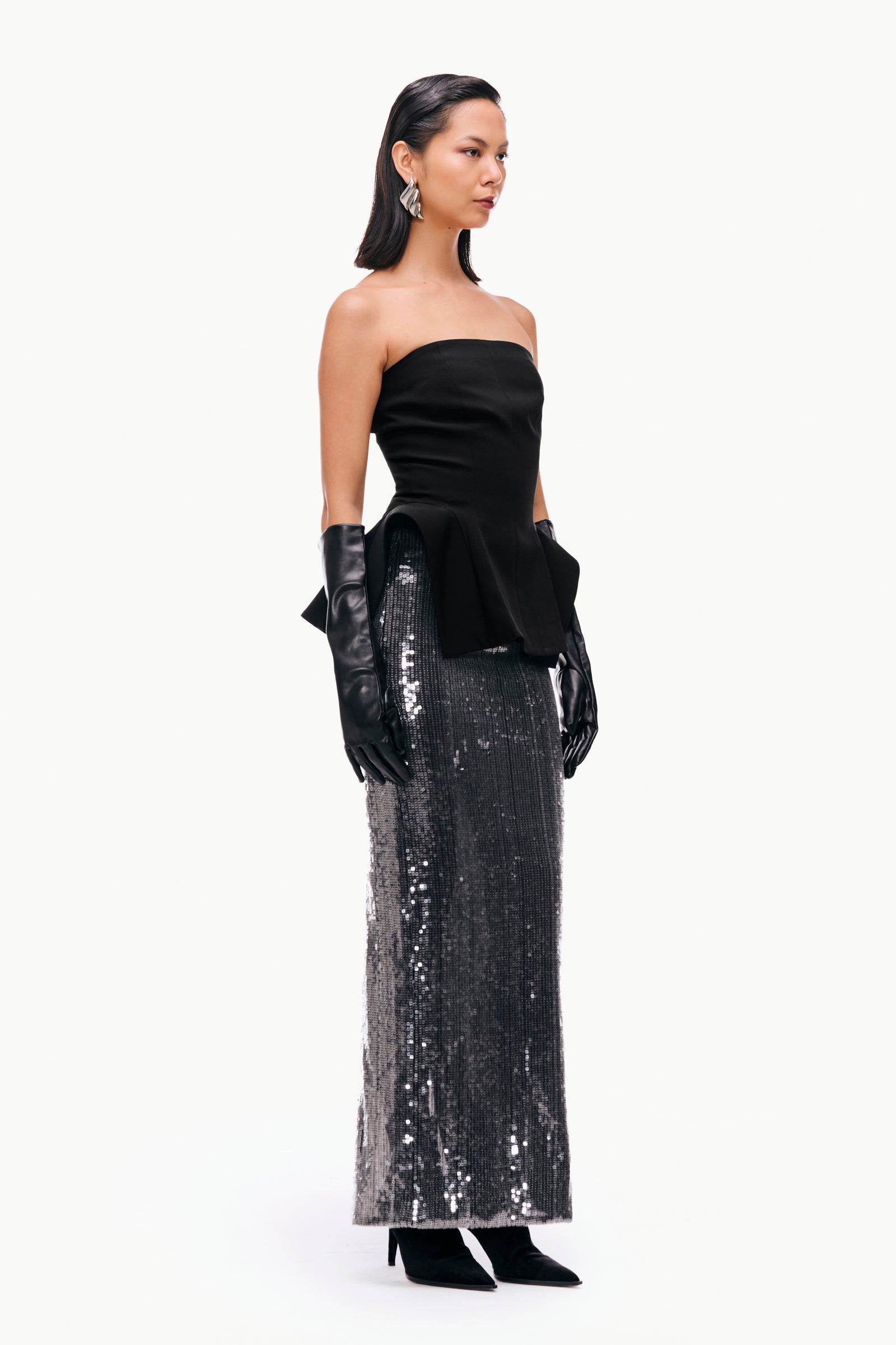 Black Peplum Bustier Top – Qua
