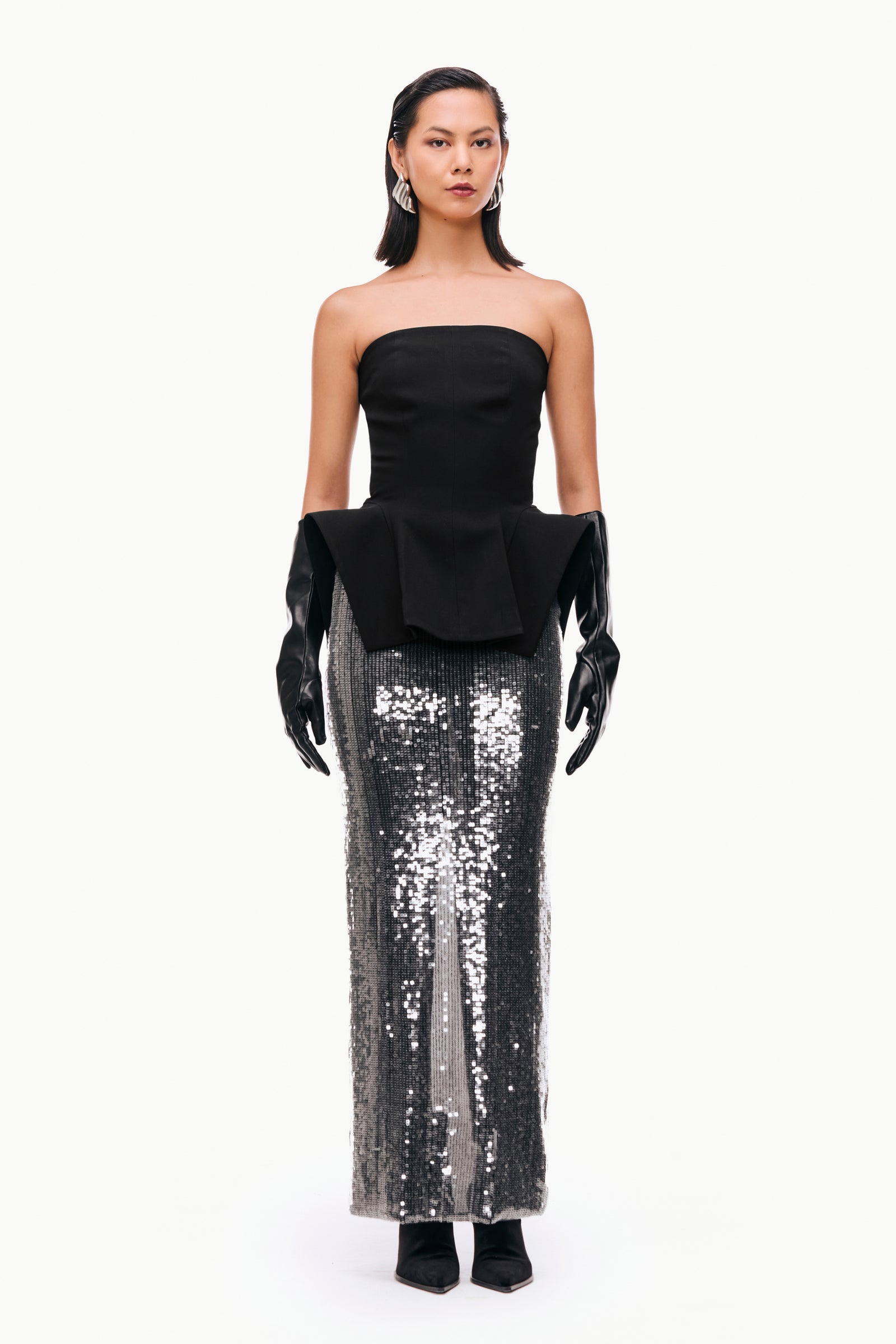 Black Peplum Bustier Top – Qua