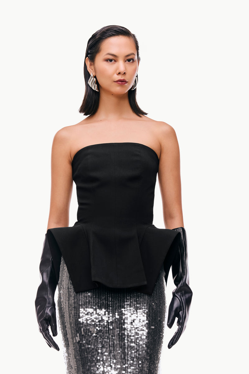 トップス MEDI LINGERIE LIKE PEPLUM BUSTIER BLACK Black Peplum Bustier Top – Qua