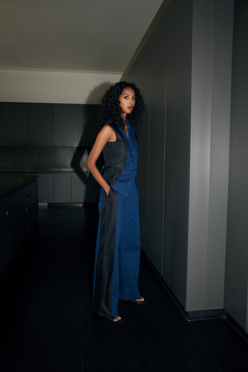 Wide Leg Panelled Trousers