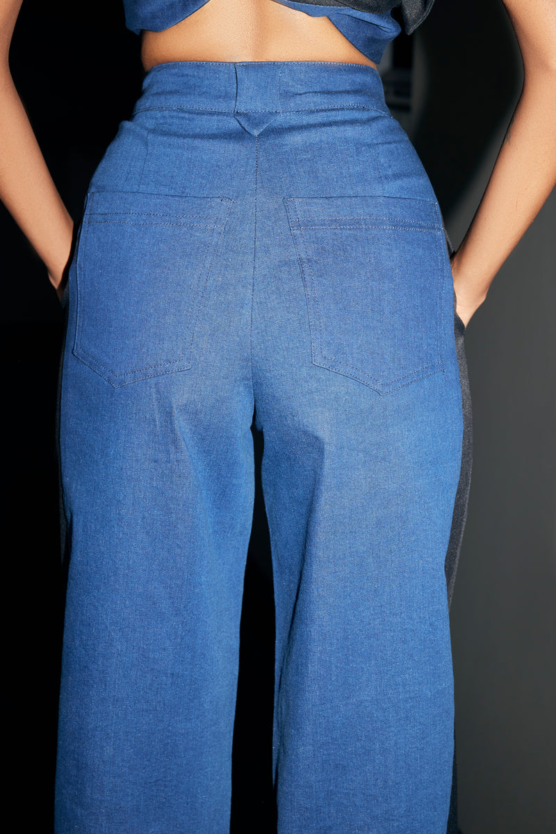 Wide Leg Panelled Trousers