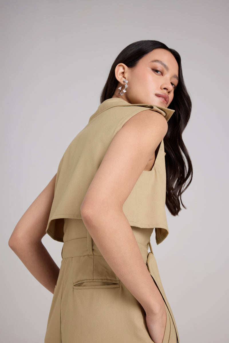 Belted Trench Jumpsuit