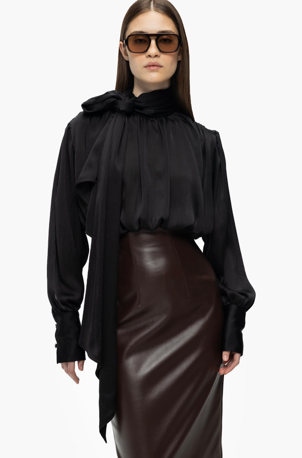 Gathered Tie Blouse