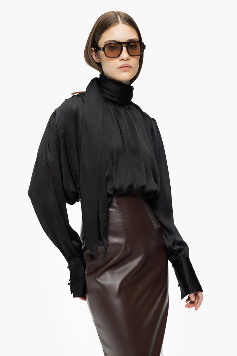 Gathered Tie Blouse