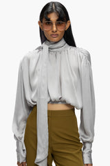 Gathered Tie Blouse