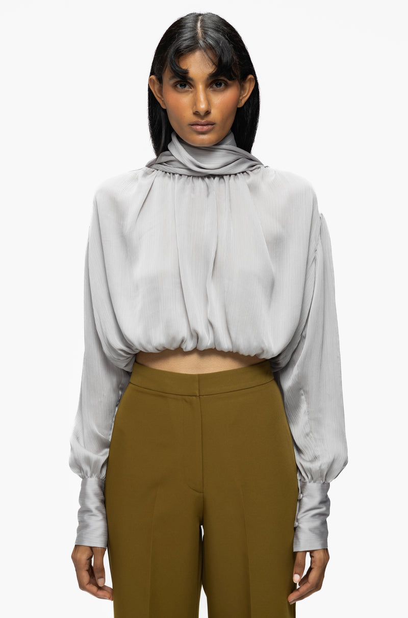 Gathered Tie Blouse