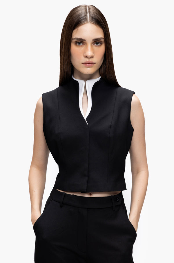 Contrast Collar Waistcoat