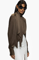 Gathered Tie Blouse