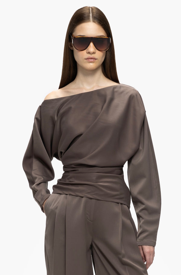 Draped Off-Shoulder Blouse