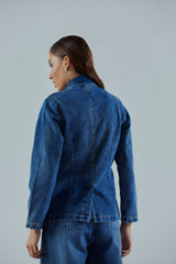 Denim Single-Breasted Blazer