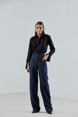 High-Waisted Straight Trousers