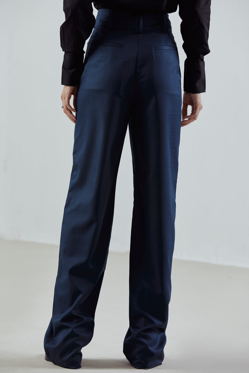 High-Waisted Straight Trousers