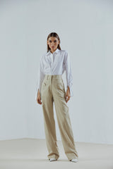 High-Waisted Straight Trousers