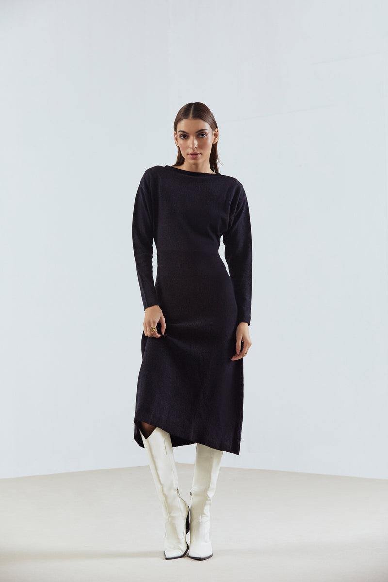 Black Knitted Midi Dress – Qua