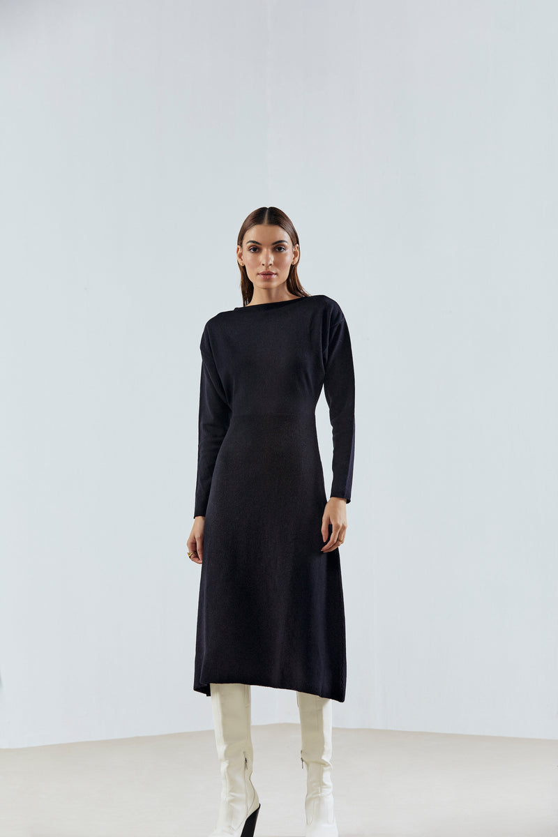 Black Knitted Midi Dress – Qua