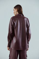 Faux Leather Convertible Shirt