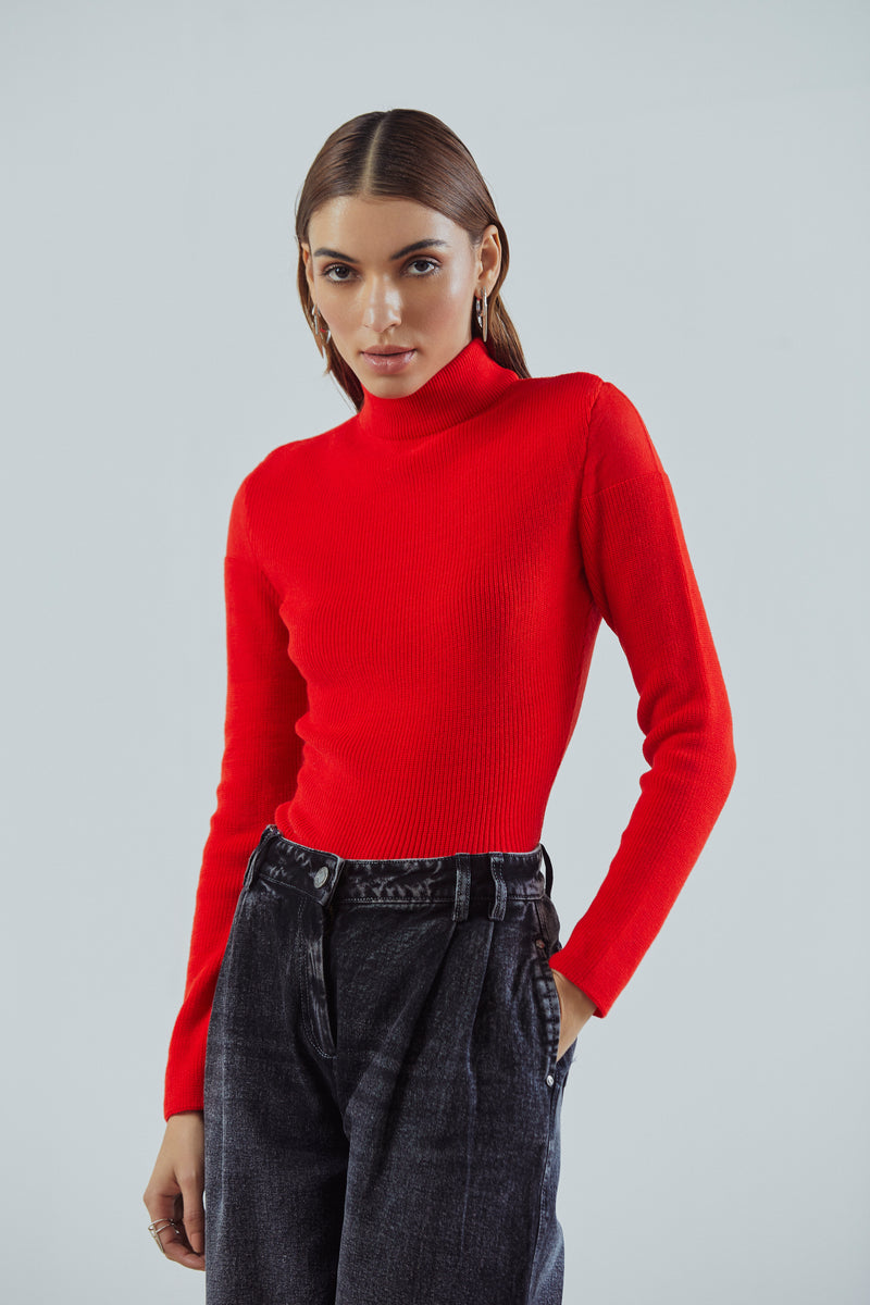 Knitted Turtleneck Top