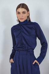 Tie-Up Satin Blouse