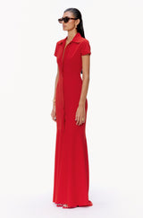 Fluted Button-Down Dress