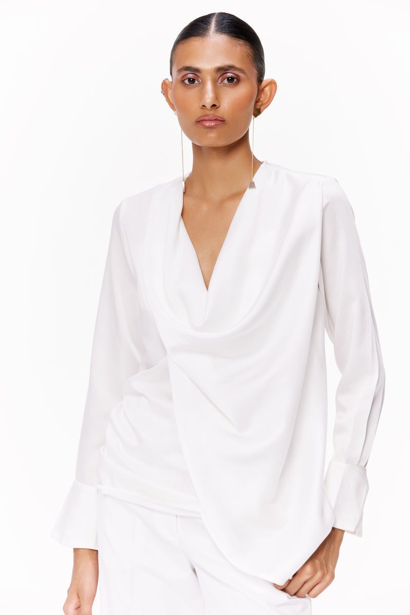 Draped Satin Blouse